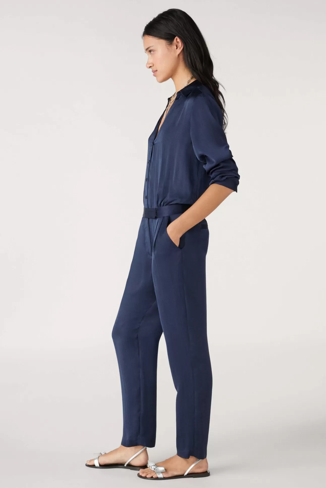 Ba&Sh Combinaties^Jumpsuit. Marineblauwe